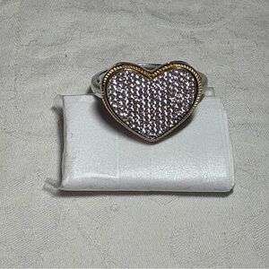 Bella Luce Heart Ring Simulated Diamond 925 Silver Gold Accent Size 11